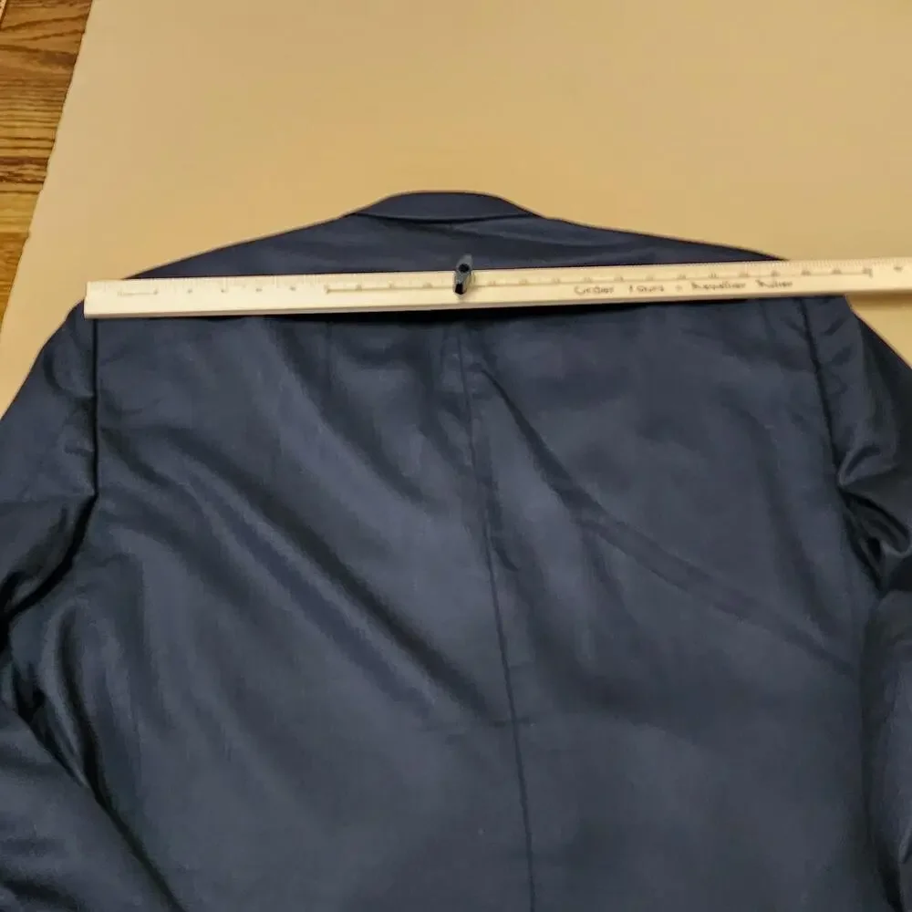 Stafford Suit Jacket Mens 50L Navy Herringbone Wool SuperSuit Two Button Blazer
